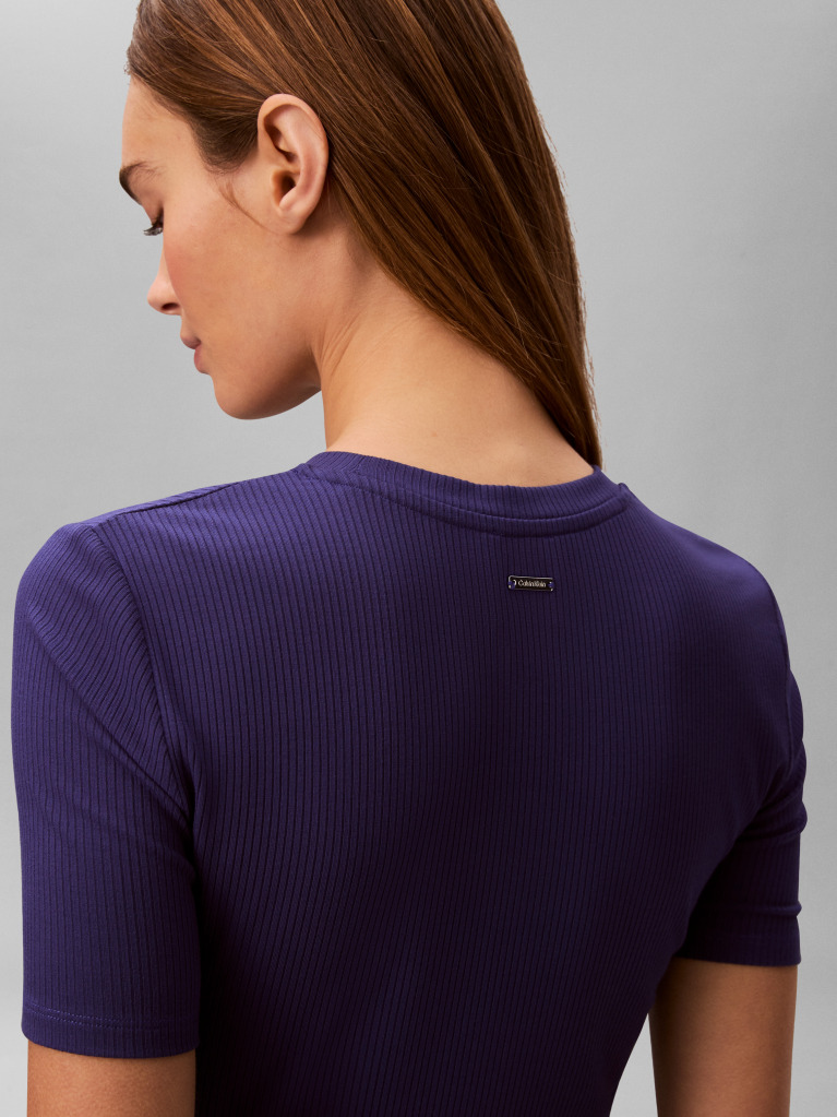 Albastru Tricou Slim Din Modal Reiat  Femei