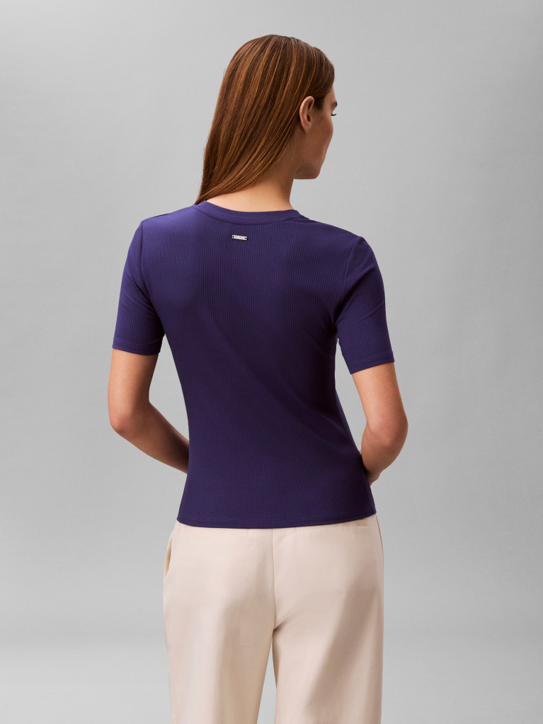 Albastru Tricou Slim Din Modal Reiat  Femei