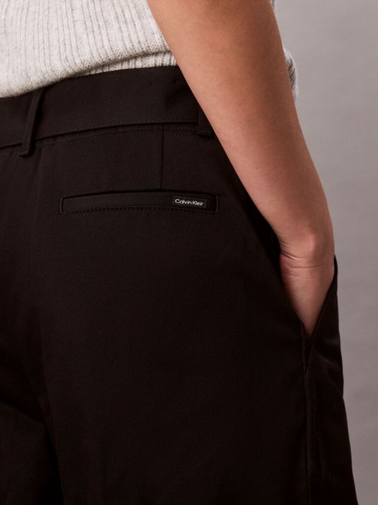 Negru Pantaloni Din Bumbac Twill Cu Cordon  Femei