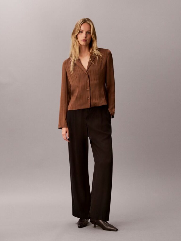 Maro Bluza Slim Fit Cu Dungi Texturate  Femei