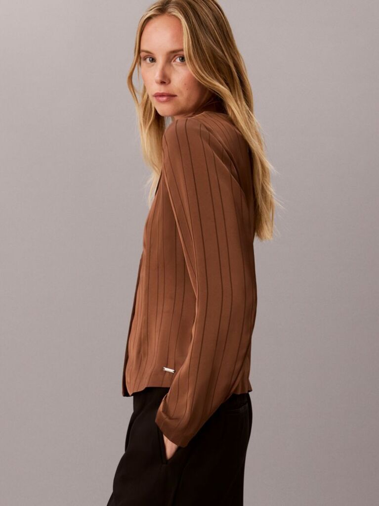 Maro Bluza Slim Fit Cu Dungi Texturate  Femei
