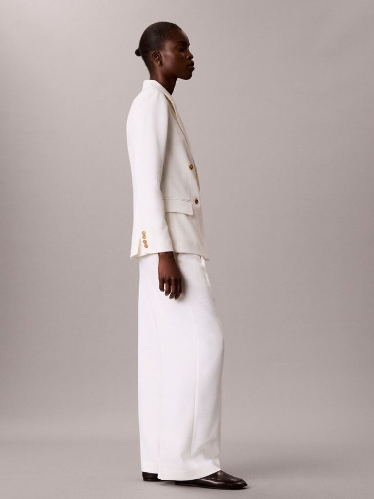 White Crepe Double Breasted Blazer  Women