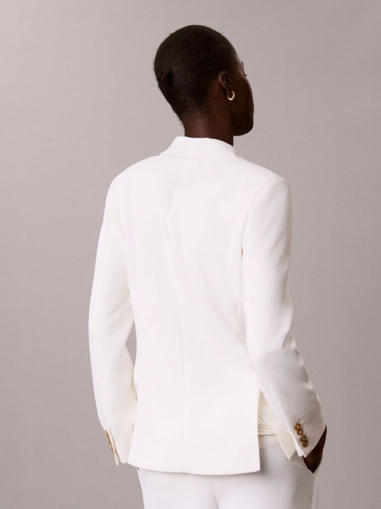 White Crepe Double Breasted Blazer  Women