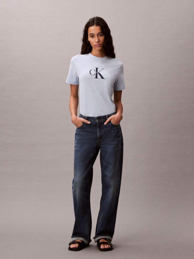 Albastru Tricou Cu Logo Monograma  Femei