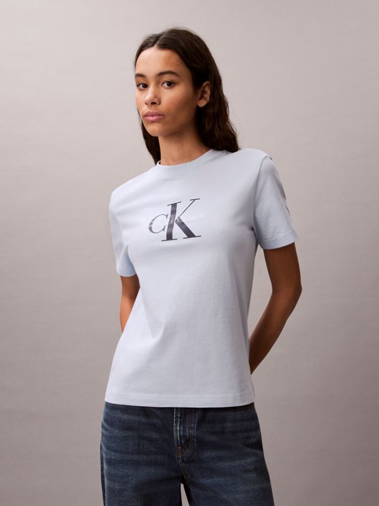 Albastru Tricou Cu Logo Monograma  Femei