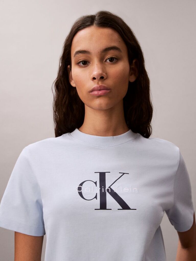 Albastru Tricou Cu Logo Monograma  Femei