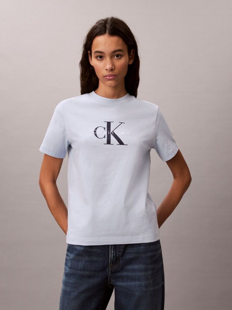 Albastru Tricou Cu Logo Monograma  Femei