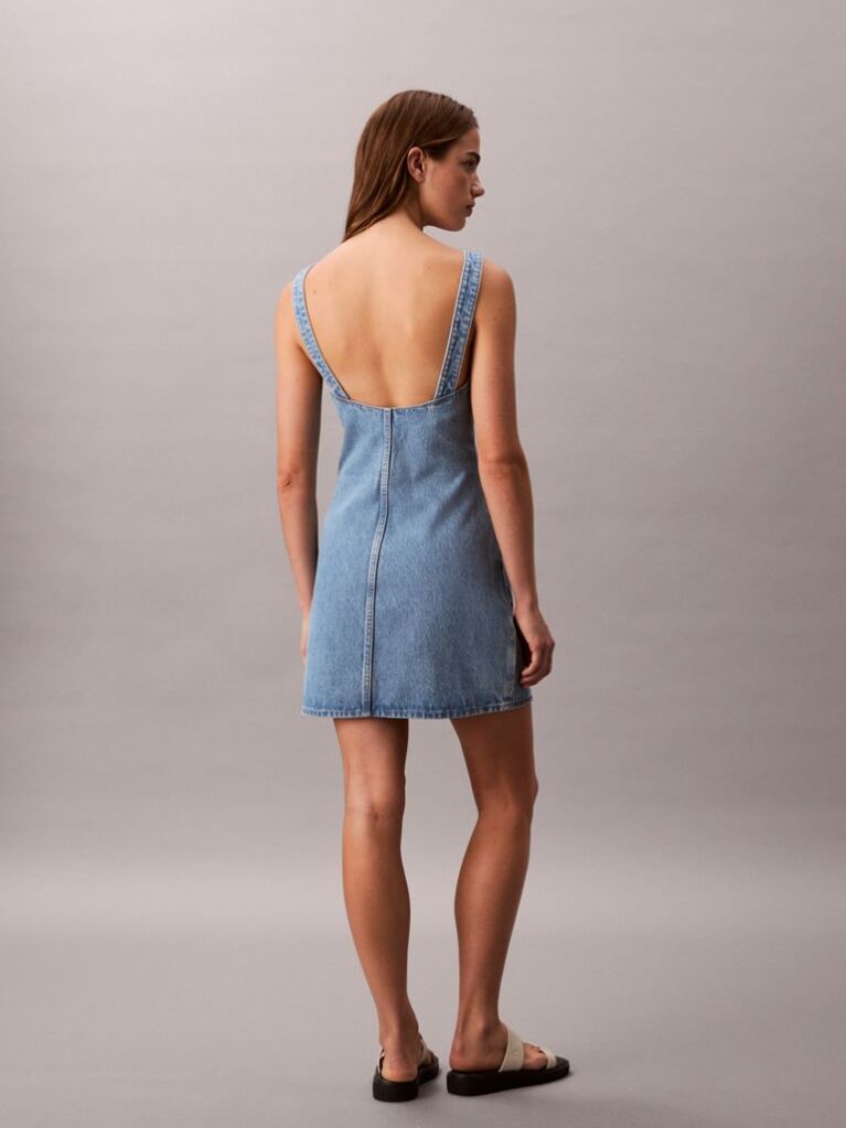 Denim Rochie Mini Din Denim Cu Decupaj Rotund  Femei