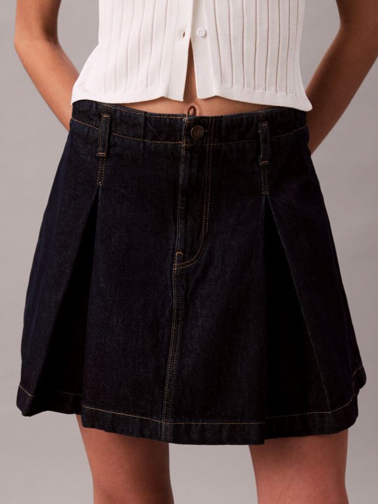 Denim Fusta Din Denim Plisata  Femei