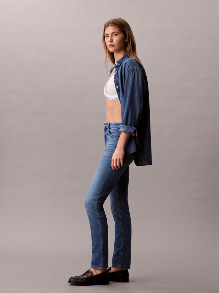 Denim Blugi Slim Cu Talie Medie  Femei