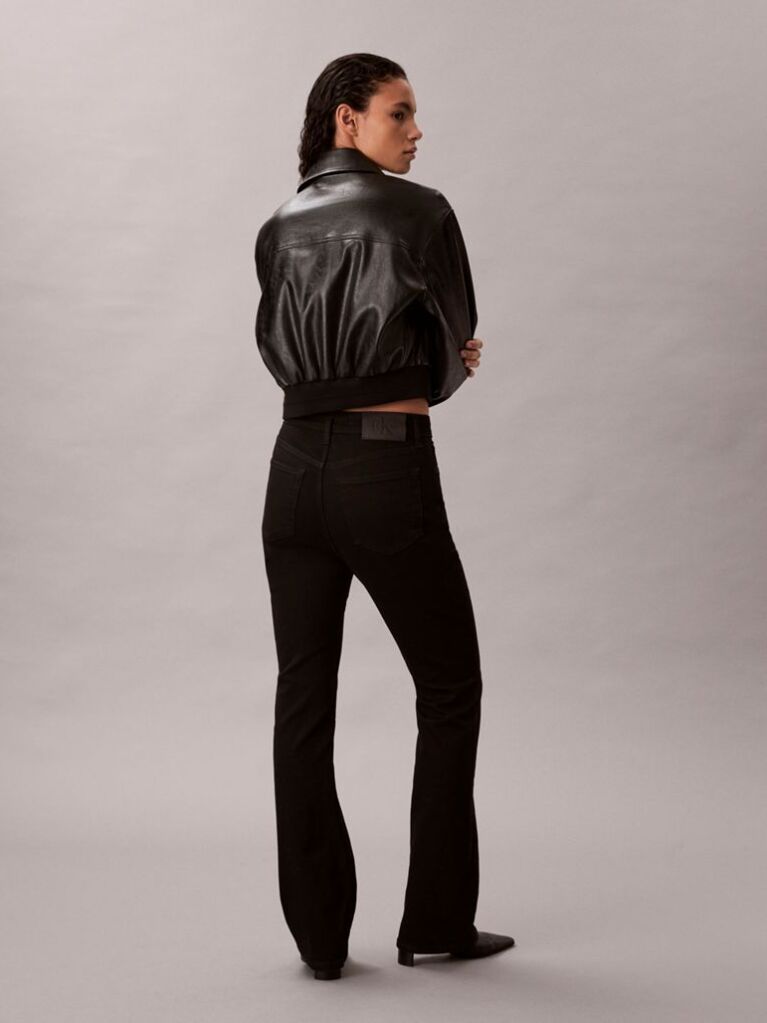 Negru Blugi Skinny Cu Talie Bootcut  Femei