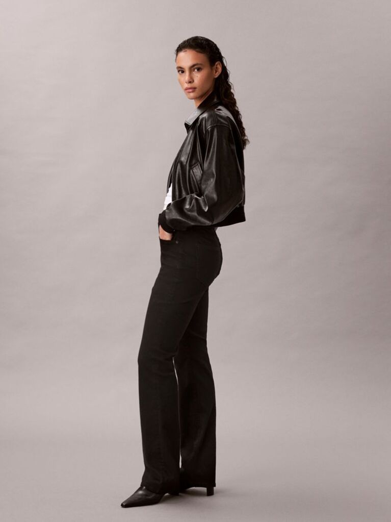 Negru Blugi Skinny Cu Talie Bootcut  Femei