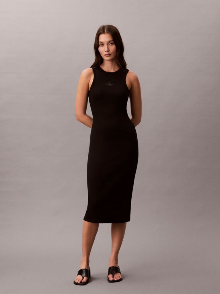 Negru Rochie Midi Tip Top Reiata Cu Monograma  Femei