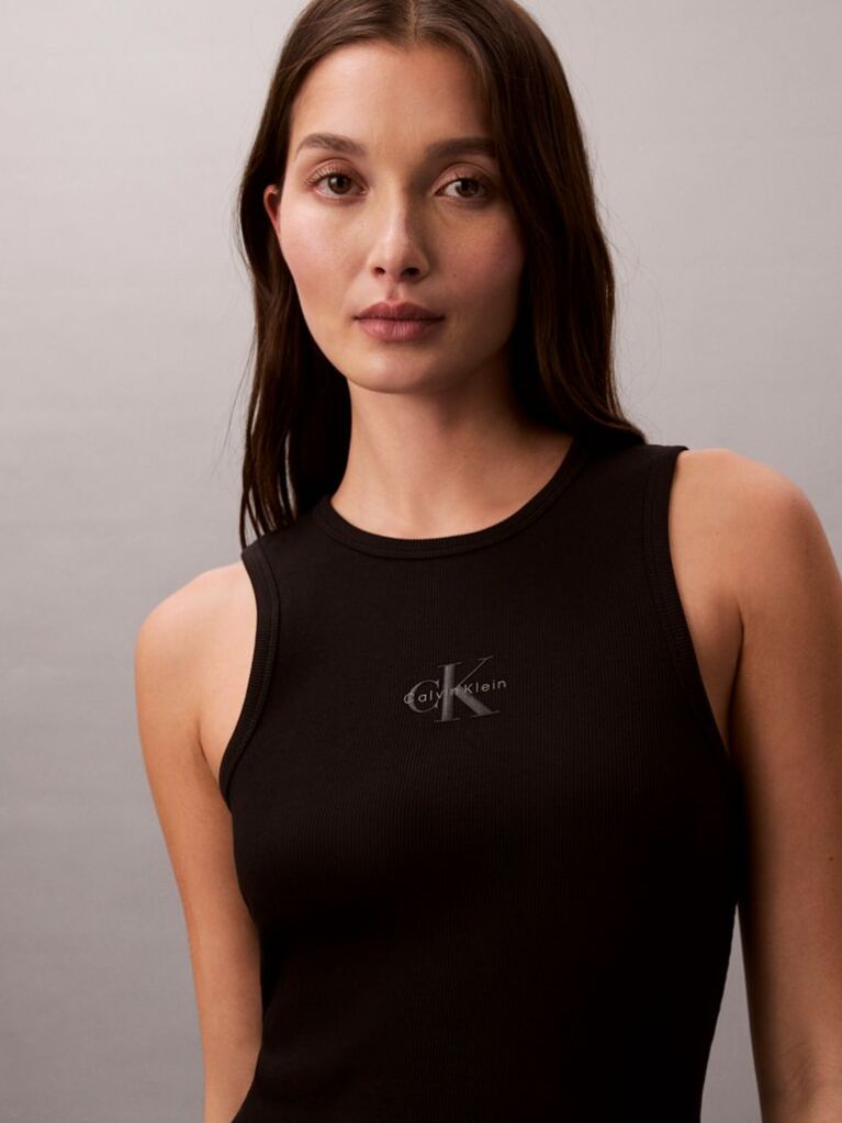 Negru Rochie Midi Tip Top Reiata Cu Monograma  Femei