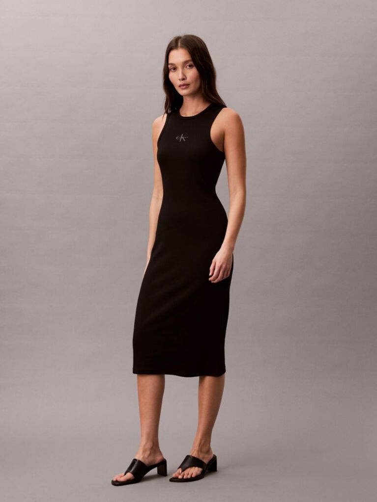 Negru Rochie Midi Tip Top Reiata Cu Monograma  Femei