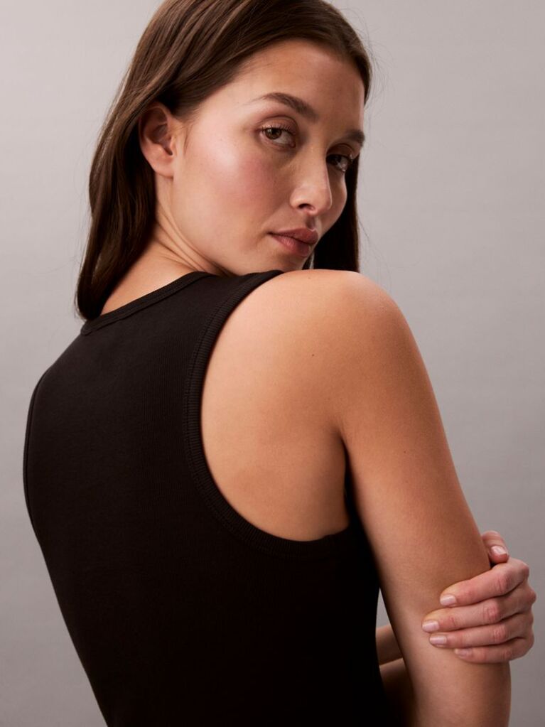 Negru Rochie Midi Tip Top Reiata Cu Monograma  Femei