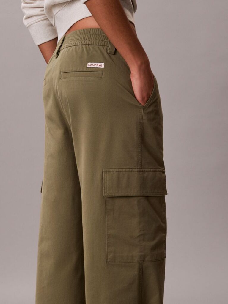 Verde Pantaloni Cargo Relaxati Din Bumbac Twill  Femei