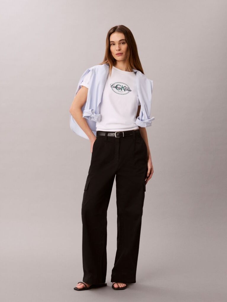 Negru Pantaloni Cargo Relaxati Din Bumbac Twill  Femei