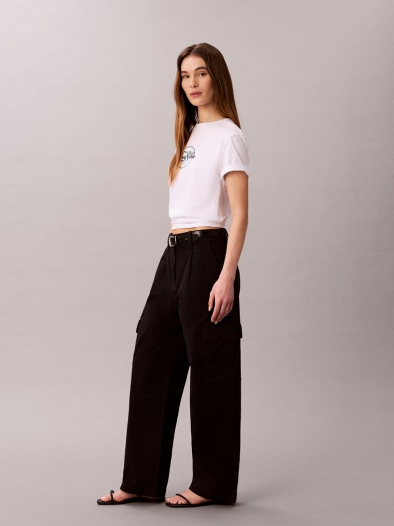 Negru Pantaloni Cargo Relaxati Din Bumbac Twill  Femei