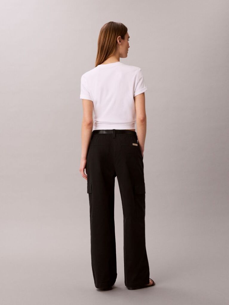Negru Pantaloni Cargo Relaxati Din Bumbac Twill  Femei