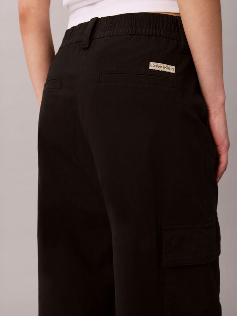 Negru Pantaloni Cargo Relaxati Din Bumbac Twill  Femei