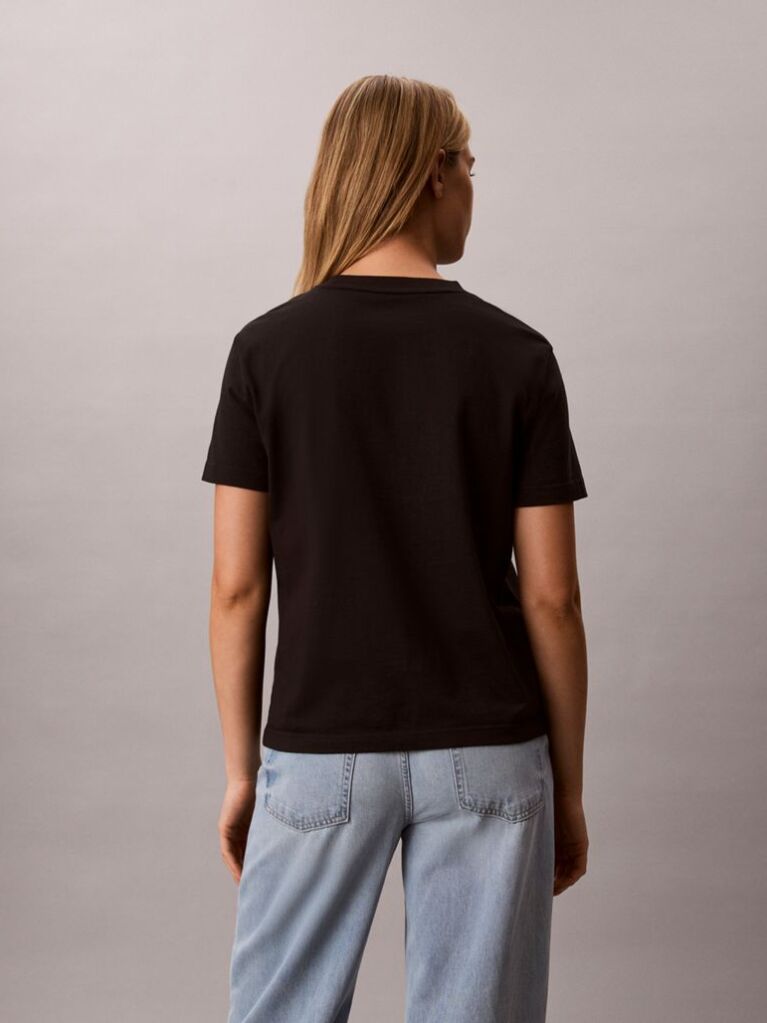 Negru Tricou Cu Monograma Aplicata  Femei