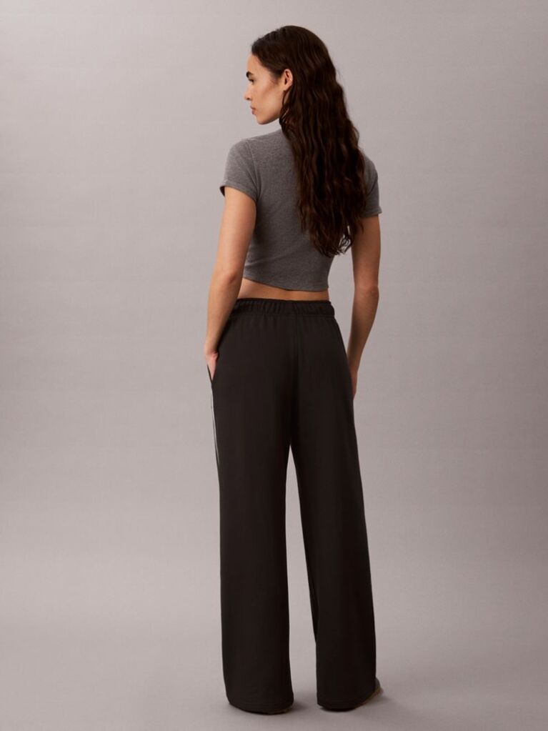 Negru Pantaloni Jogger Din Terry Cu Monograma Brodata Si Paspoal Contrastant  Femei