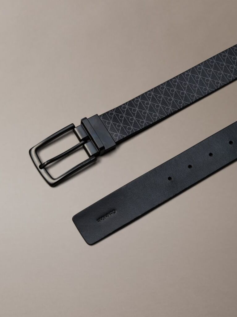 Negru Curea Reversibila Cu Logo  Barbati