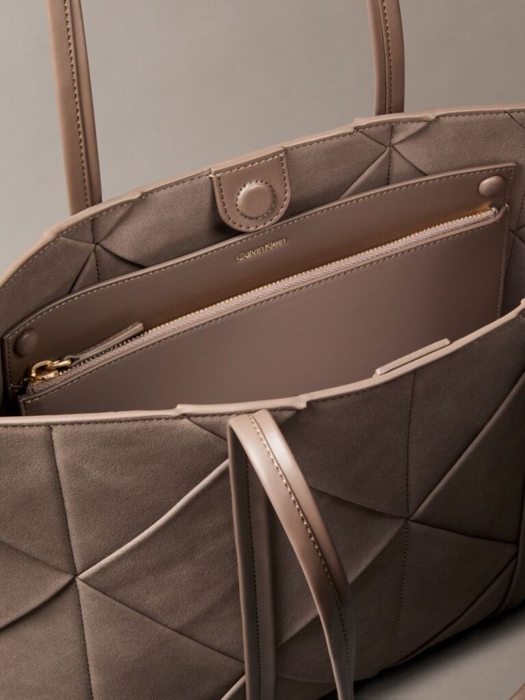 Maro Geanta Tote Din Piele Intoarsa Cu Panou Din Material Tesut  Femei
