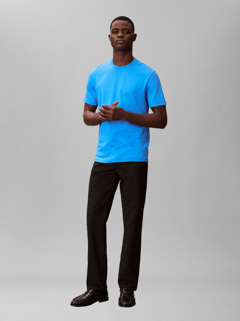 Albastru Tricou Din Bumbac Pima  Barbati