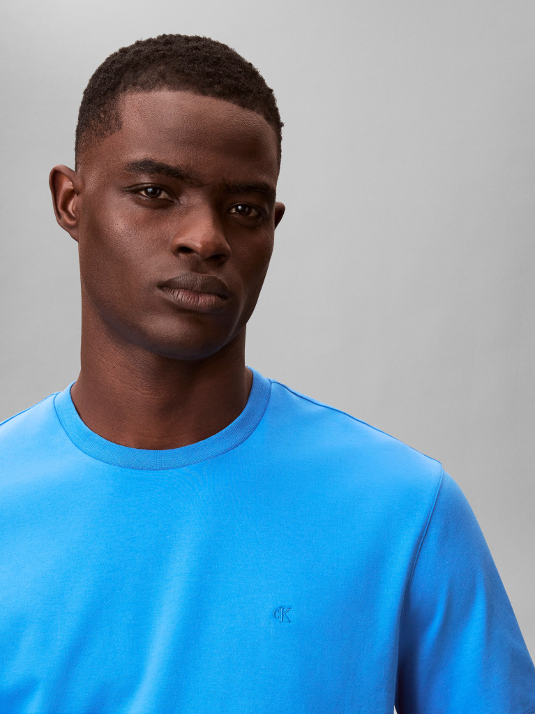 Albastru Tricou Din Bumbac Pima  Barbati