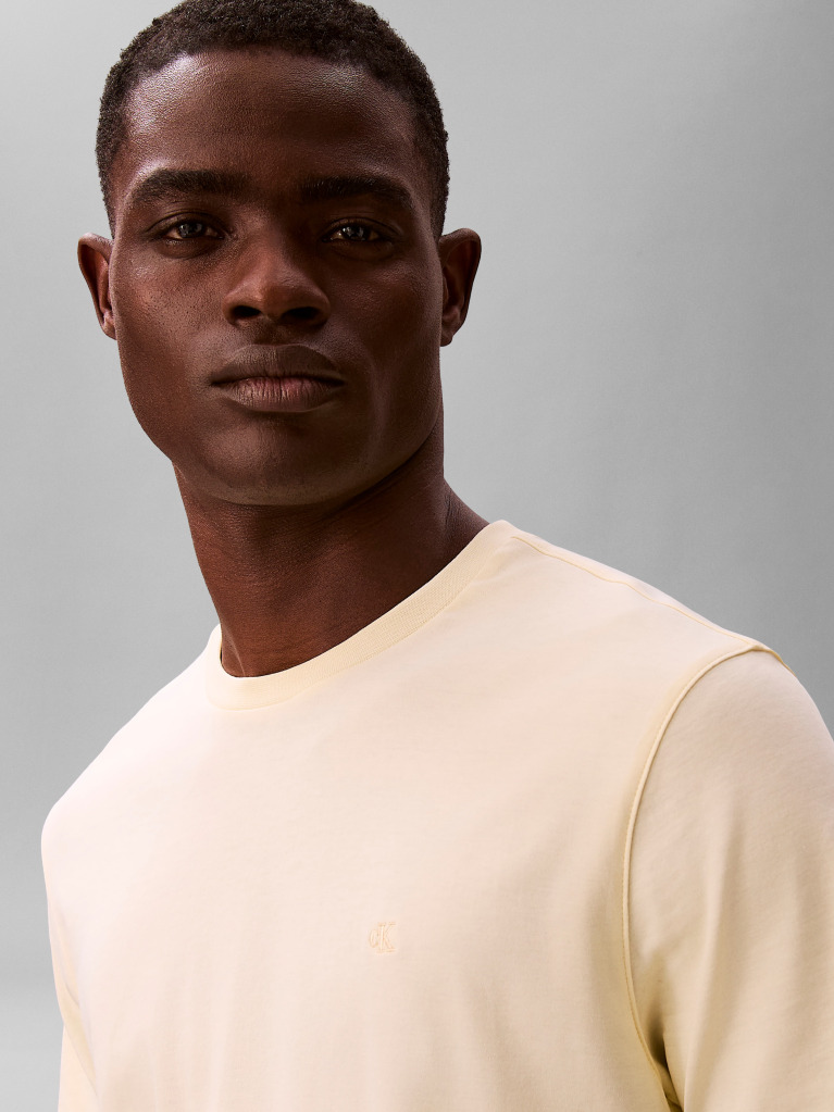 Galben Tricou Din Bumbac Pima  Barbati