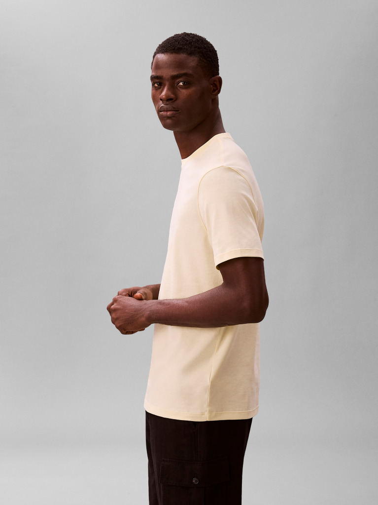 Galben Tricou Din Bumbac Pima  Barbati