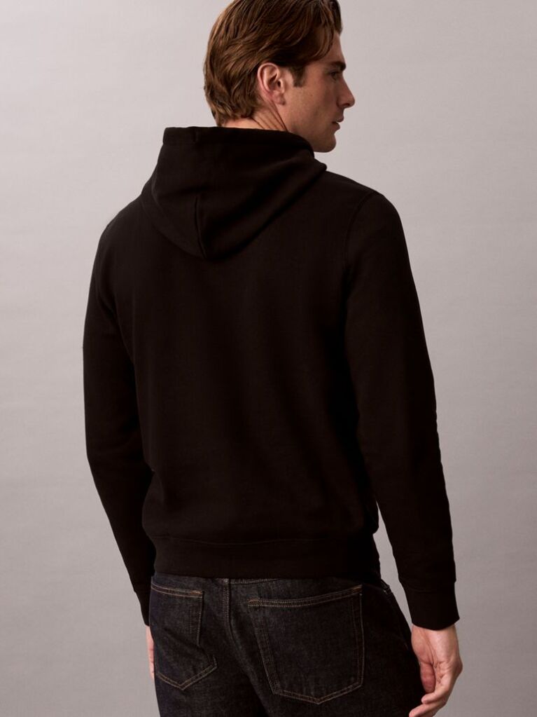 Negru Hanorac Din Fleece Cu Logo Grafic Brodat  Barbati