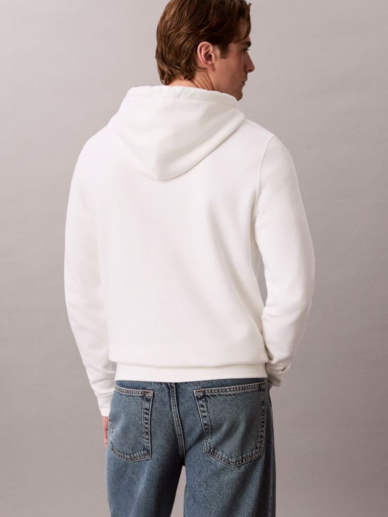 Alb Hanorac Din Fleece Cu Logo Grafic Brodat  Barbati