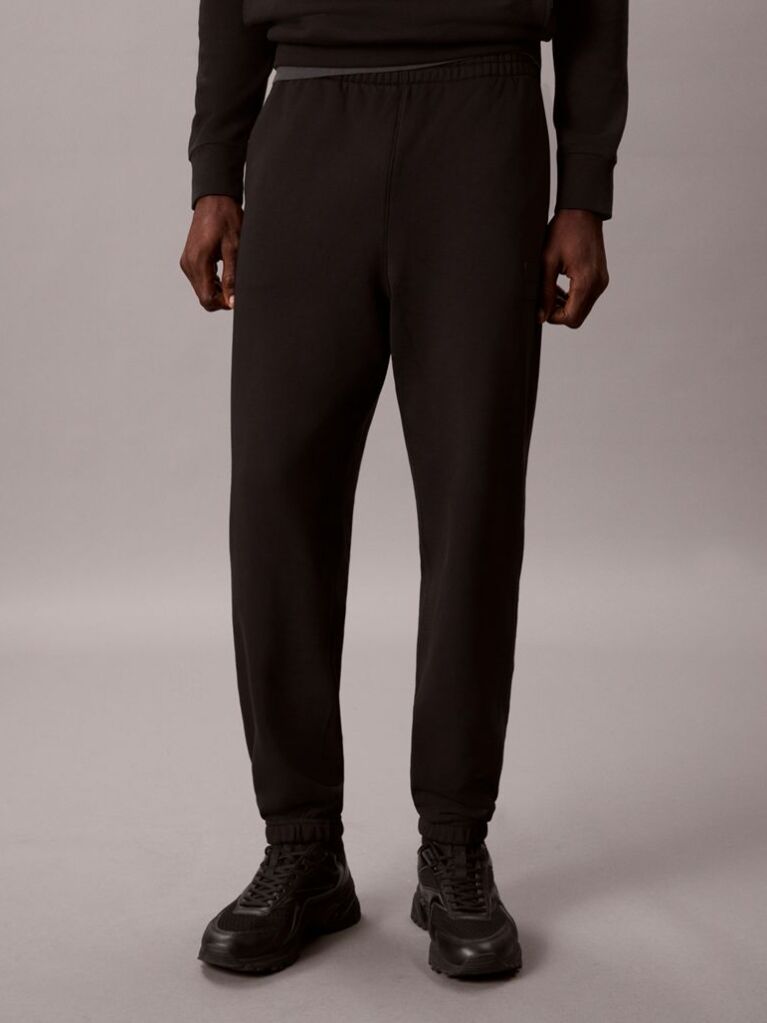 Negru Pantaloni Jogger Din Terry Cu Logo Cauciucat Si Mansete La Glezna  Barbati