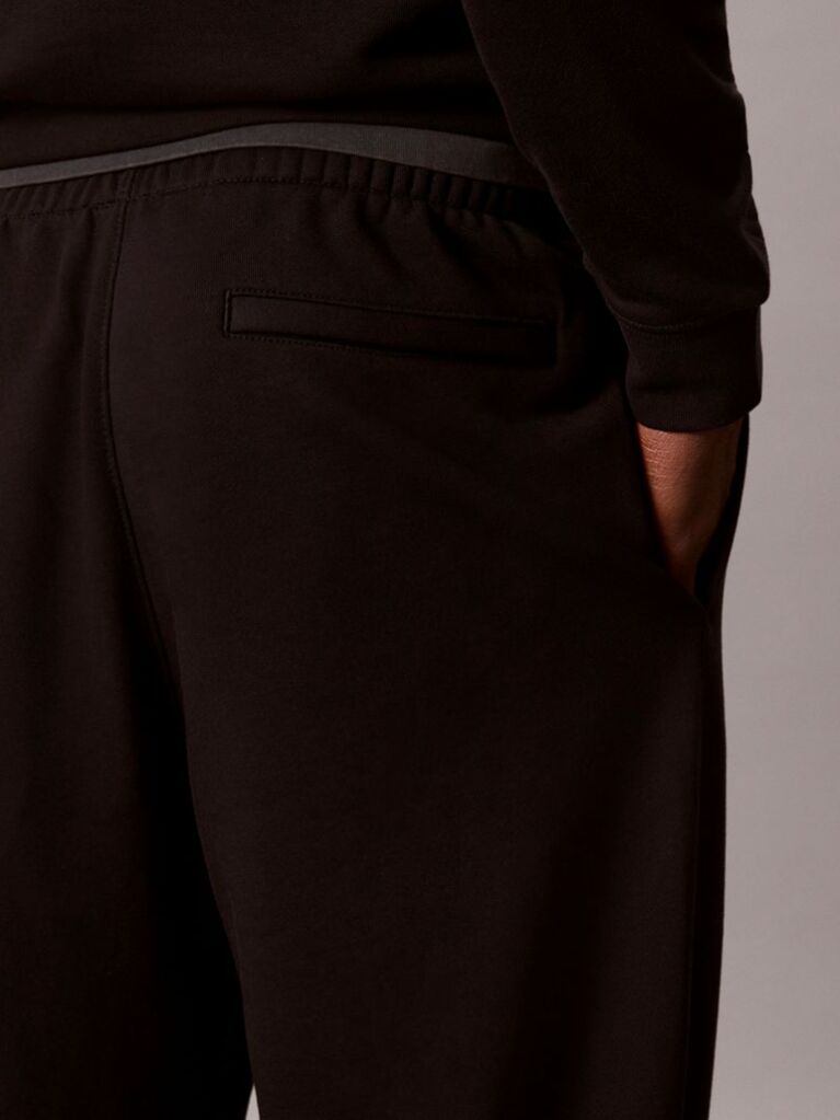 Negru Pantaloni Jogger Din Terry Cu Logo Cauciucat Si Mansete La Glezna  Barbati