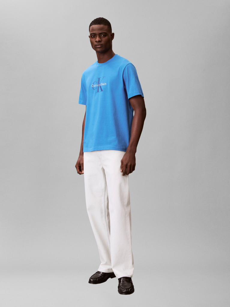 Albastru Tricou Cu Logo Monograma  Barbati