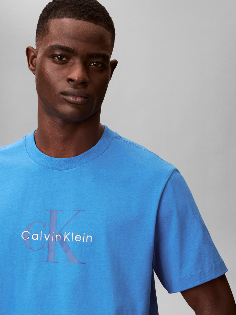 Albastru Tricou Cu Logo Monograma  Barbati
