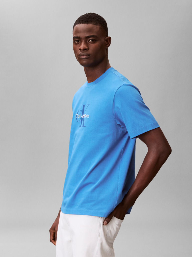 Albastru Tricou Cu Logo Monograma  Barbati