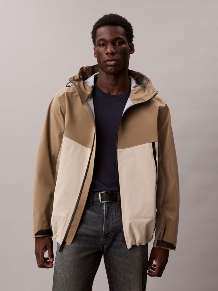 Beige Tech Shell Windbreaker Jacket  Men