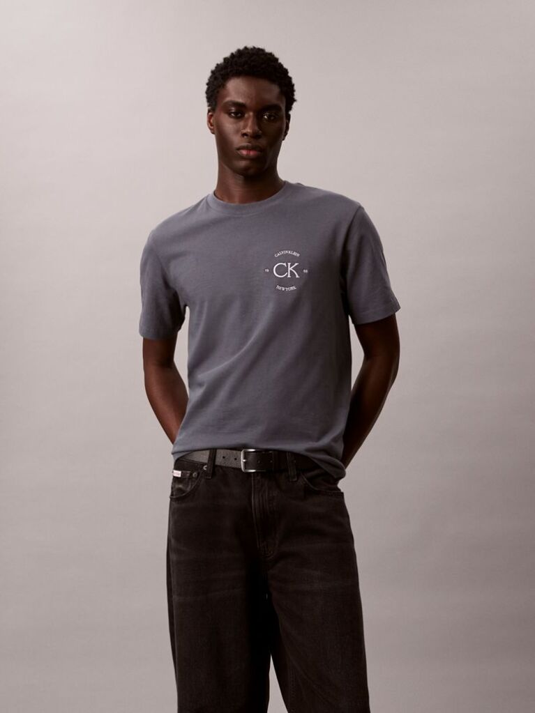 Gri Tricou Cu Logo Brodat  Barbati