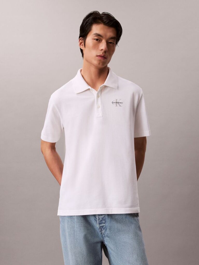Alb Tricou Polo Casual Monologo  Barbati