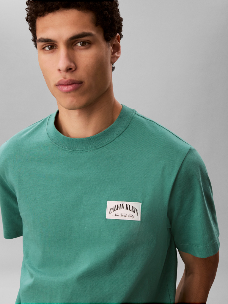 Verde Tricou Cu Emblema Varsity  Barbati