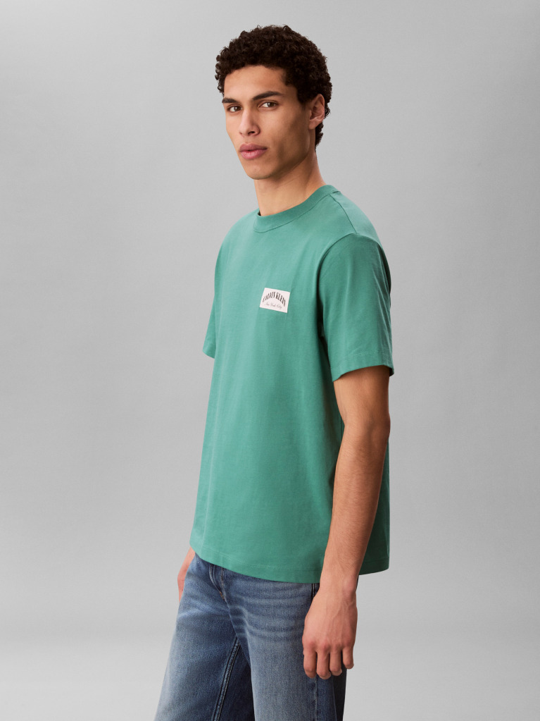 Verde Tricou Cu Emblema Varsity  Barbati