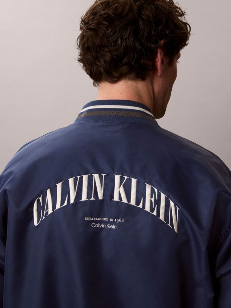 Albastru Jacheta Bomber Cu Logo Varsity  Barbati