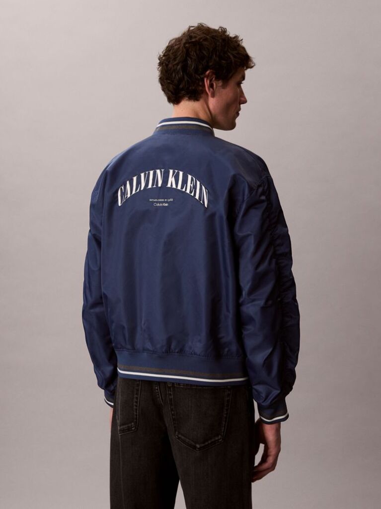 Albastru Jacheta Bomber Cu Logo Varsity  Barbati
