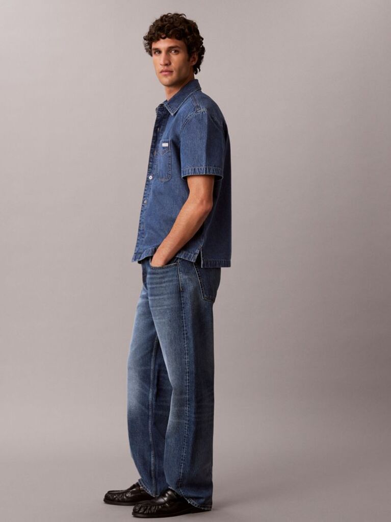 Denim Camasa Denim Cu Maneca Scurta, Croiala Boxy  Barbati