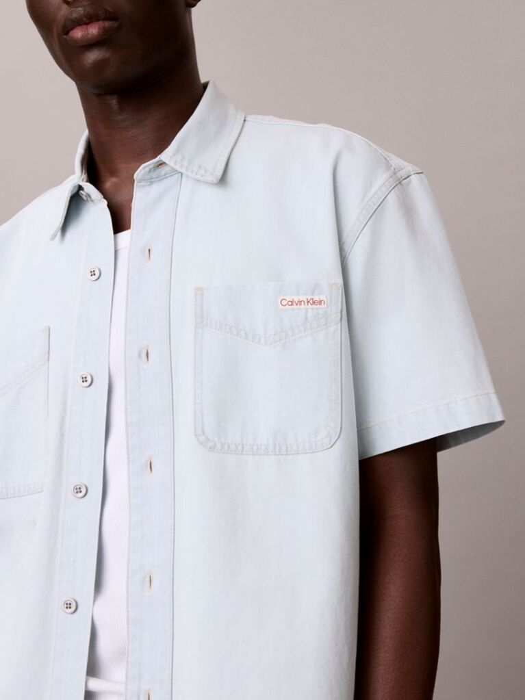 Denim Camasa Denim Cu Maneca Scurta, Croiala Boxy  Barbati