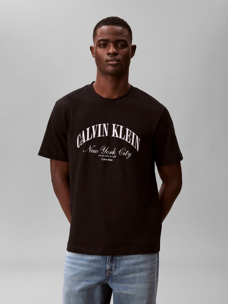 Negru Tricou Cu Logo NYC Brodat   Barbati